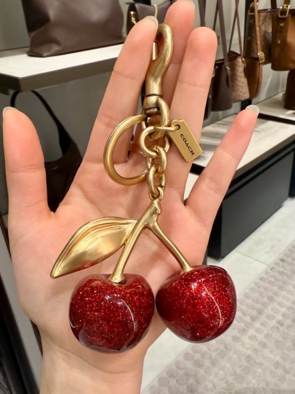 Coach Red Cherry Keychain Bag Charm